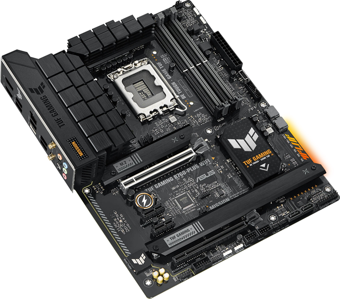 Материнская плата ASUS TUF GAMING B760-PLUS WIFI, LGA1700, B760, 2*DDR5, 4*SATA, 3*M.2, 4*USB 3.2, 1*USB 2.0, Type-C, 2*PCIx16, 2*PCIx1, DP+HDMI, ATX; 90MB1ER0-M1EAY0
