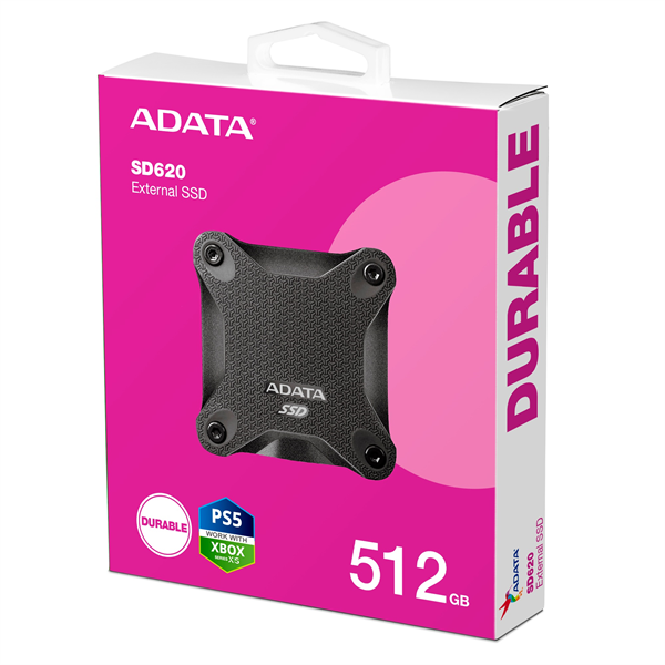 Внешний накопитель External SSD ADATA 512GB USB 3.2 Gen 2 (USB 10Gbps) R550/W480MB/s 3D NAND COLOR BOX black