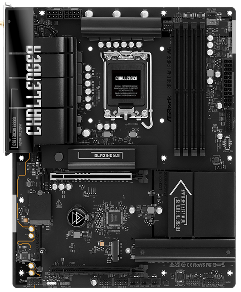 Материнская плата ASROCK B860 Challenger WiFi, LGA1851, B860, 4*DDR5, 4*SATA, 4*M.2, 4*USB 3.2, 2*USB 2.0, Type-C, 2*PCIx16, 1*M.2 (Key E), HDMI, ATX