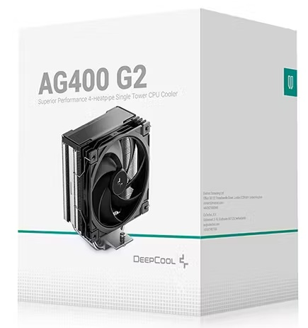 Кулер для процессора DEEPCOOL AG400 G2 LGA1851/1700/AM5/AM4 (18шт/кор, TDP 220W, PWM, Fan 120mm, 4 тепл. трубки, черный) RET (R-AG400-BKNPMG2-G)