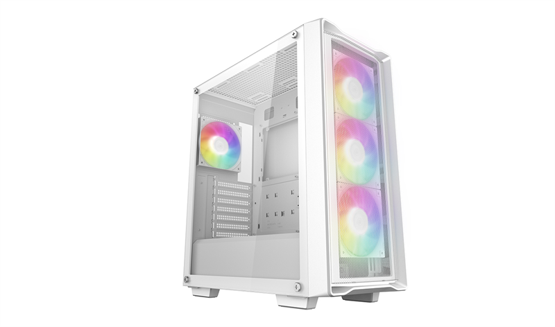 Корпус Deepcool CC560 MESH V2 WH без БП, боковое окно (закаленное стекло), 3x120мм ARGB LED вентилятор спереди и 1x120мм ARGB LED вентилятор сзади, белый, ATX (R-CC560-WHAMA4-G-2)