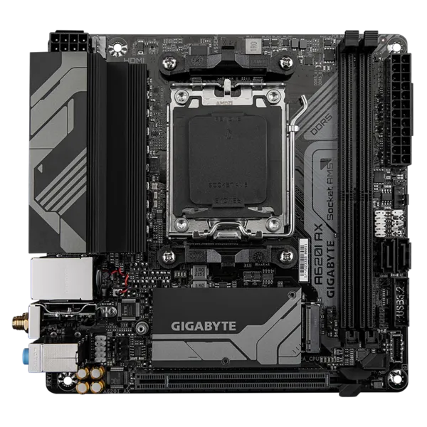 Материнская плата GIGABYTE A620I AX, AM5, A620, 2*DDR5, 2*SATA, 2*M.2, 2*USB 3.2, 3*USB 2.0, Type-C, 1*PCIx16, DP+HDMI, mITX