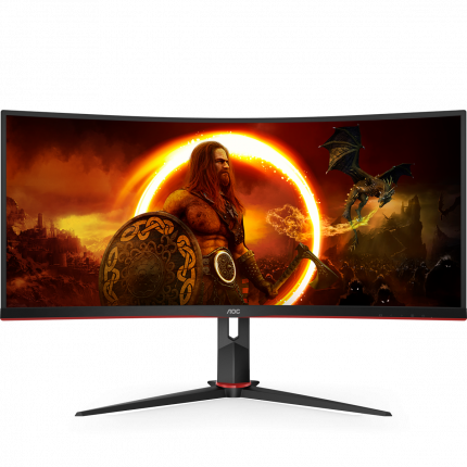 Монитор 34" AOC CU34G2X Curved 3440x1440@144Hz VA LED 21:9 1ms 2*HDMI 2*DP 4*USB3.0 80M:1 178/178 300cd HAS Tilt Swivel Black-Red