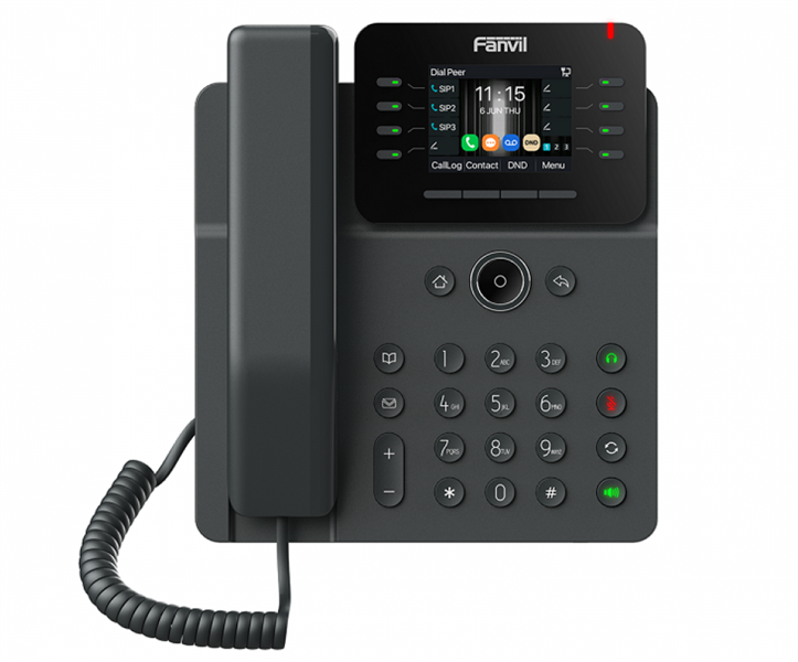 SIP-Телефон Fanvil V62G (Замена X303G), 12 SIP-акк., 2,8", 320x240 Цвет. экран, POE, БП в комп., 2x1 Gbps, Чёрный