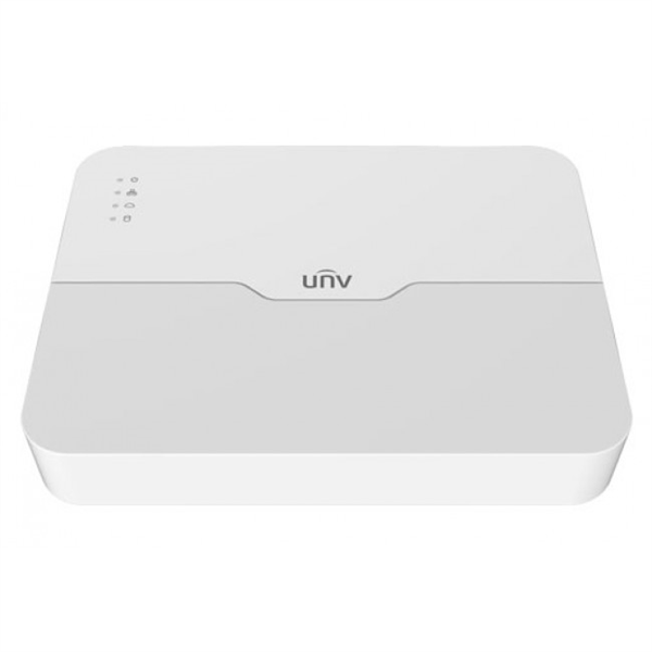 Uniview Видеорегистратор IP 8-ми канальный 4K с 8 PoE портами; Входящий поток на запись до 64Мбит/с; Поддерживаемые форматы сжатия: Ultra 265/H.265/H.264; Запись: разрешение до 4K; HDD; 1 SATA3 до 6Т