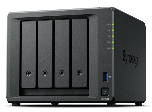 Система хранения данных Synology QC 2,2GhzCPU/4Gb(32)/RAID0,1,10,5,6/4HP HDD SATA(3.5', 2.5')upto 9hp HDD (1xDX525)/2xM.2 NVMe/2xUSB3.2/2x2.5GbE/iSCSI/1xPS/1YW repl DS923+