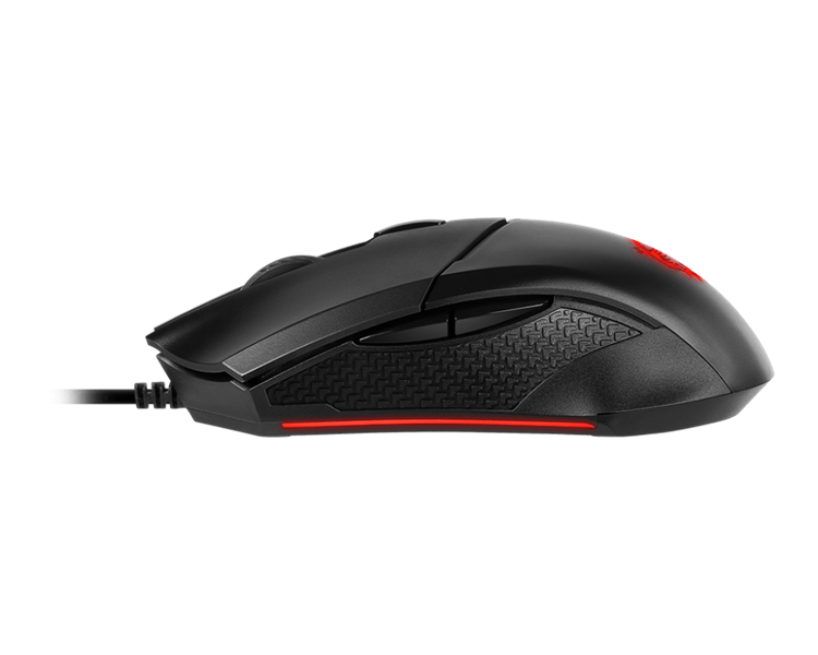 Мышь проводная Gaming Mouse MSI CLUTCH GM08, Wired, DPI 3200 (max. 4200 by software), Red lighting, Adjustable Weight system, 92g (w/o weights & cable), black
