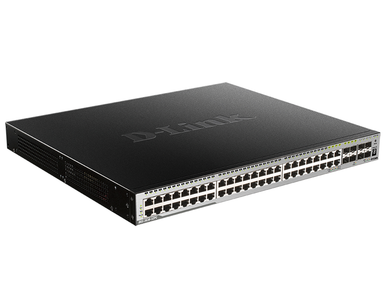 Коммутатор D-Link DGS-3630-52PC/A2ASI, PROJ L3 Managed Switch with 44 10/100/1000Base-T ports and 4 100/1000Base-T/SFP combo-ports and 4 10GBase-X SFP+ ports (48 PoE ports 802.3af/802.3at (30 W), PoE Budget 370W