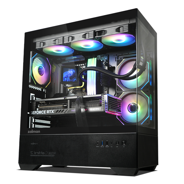 Корпус ZALMAN CHRONIX V2, ATX, BLACK, WINDOW, 1xCombo (3.5’’ or 2.5’’), 1x3.5’’HDD, 2x2.5’’SSD, 1xUSB2.0, 1xUSB3.0, 1xUSB Type-C, SIDE 2x120mm ARGB, REAR 1x120mm ARGB