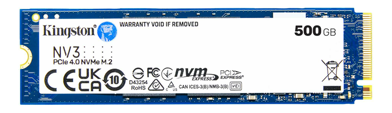 Твердотельный накопитель Kingston SSD 500GB NV3 M.2 2280 NVMe Gen4x4 R5000/W3000MB/s MTBF 2M 160TBW Retail 1 year