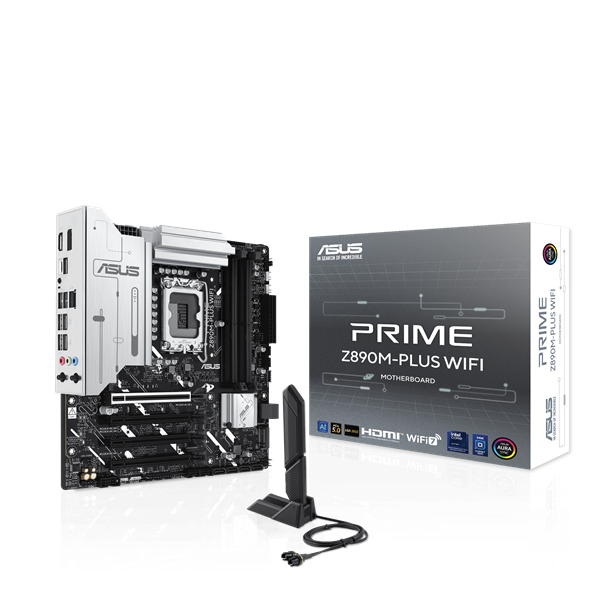 Материнская плата ASUS PRIME Z890M-PLUS WIFI, LGA1851, Z890, 4*DDR5, 6*SATA, 3*M.2, 5*USB 3.2, 4*USB 2.0, Type-C, 3*PCIx16, HDMI+DP, mATX; 90MB1J80-M0EAY0