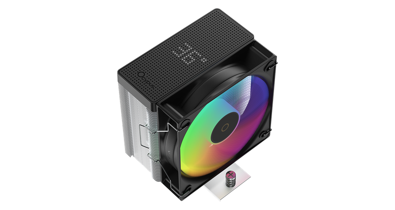 Кулер для процессора Ocypus Gamma A40 BK ARGB Digital, 100mm ARGB FAN, Top Display Panel, 4 HEAT PIPES, 4-PIN PWM, 600-2400 RPM, 29.5DBA, HYDRO BEARING, LGA115X/1200/1700/18XX, AM4/AM5