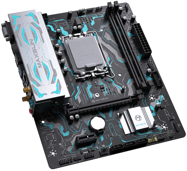 Материнская плата MAXSUN MS-B760M GAMING WIFI GANK V2, LGA1700, B760, 2*DDR5, 3*SATA3, M.2, 2*USB 3.2, 4*USB 2.0, 1*PCIEx16, 1*PCIEx1, VGA+HDMI, mATX