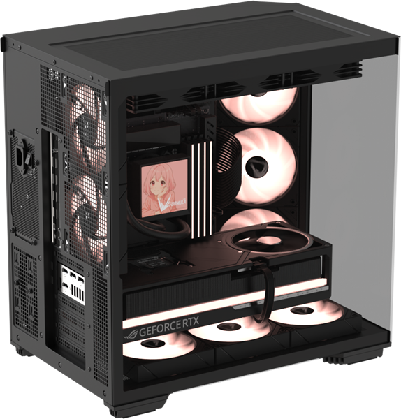 корпус Formula V Line Crystal Z7 PA Black, ATX, TYPE-C*1, USB3.0*1, Front+Side Glass, SIDE 3x PERFORMANCE ARGB, REAR 2x PERFORMANCE ARGB