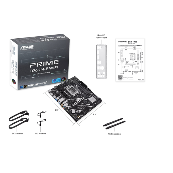 материнская плата ASUS PRIME B760M-F WIFI, LGA1700, B760, 2*DDR5, 4*SATA, 2*M.2, 4*USB 3.2, 2*USB 2.0, 1*PCIx16, 1*PCIx1, HDMI+DP, mATX; 90MB1N00-M0EAY0