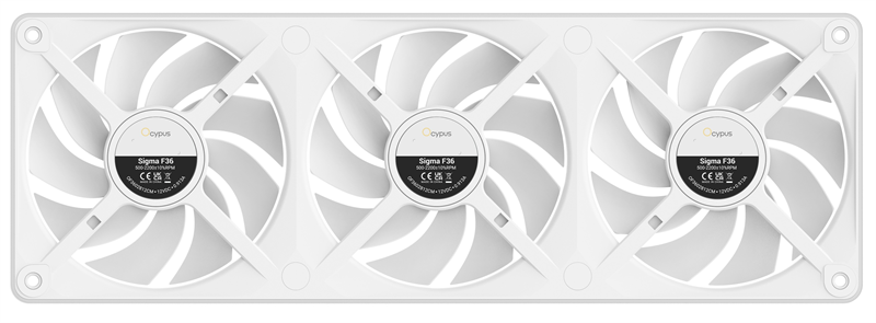 Вентилятор для корпуса Ocypus Sigma F36 WH ARGB, 3x120x120x25mm, 4-PIN PWM, 500-2200 RPM, 36 DBA MAX, FLUID DYNAMIC BEARING