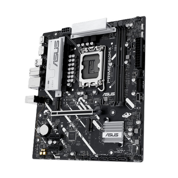 Материнская плата ASUS PRIME B860M-K, LGA1851, B860, 2*DDR5, 4*SATA, 2*M.2, 3*USB 3.2, 3*USB 2.0, 1*PCIx16, 2*PCIx1, DP+HDMI, mATX; 90MB1JT0-M0EAY0