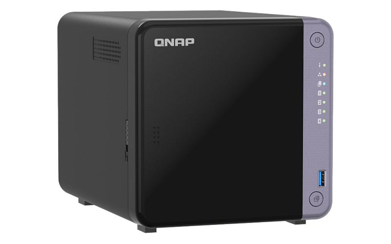 система хранения данных QNAP SMB QC 2GhzCPU/4Gb/upto 4HDD, up to 20 with TL-D1600S/SATA(3,5" 2,5")/ 2xUSB3.2/1xHDMI/1xExp.slot/2x2,5Gb 2x10Gb(SFP+)/iSCSI/1xPS/2YW
