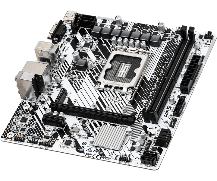 Материнская плата ASROCK H610M-HDV/M.2+ D5, LGA1700, H610, 2*DDR5, 4*SATA, 1*M.2, 1*USB 3.2, 4*USB 2.0, Type-C, 1*PCIx16, 1*PCIx1, HDMI+D-Sub,mATX