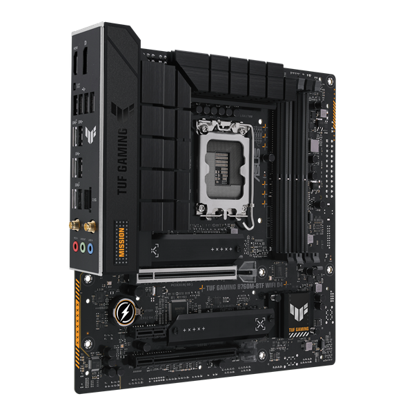 Материнская плата ASUS TUF GAMING B760M-BTF WIFI D4, LGA1700, B760, 4*DDR4, 4*SATA, 3*M.2, 4*USB 3.2, 3*USB 2.0, Type-C, 2*PCIx16, 1*PCIx1, DP+HDMI, mATX; 90MB1E50-M0EAY0
