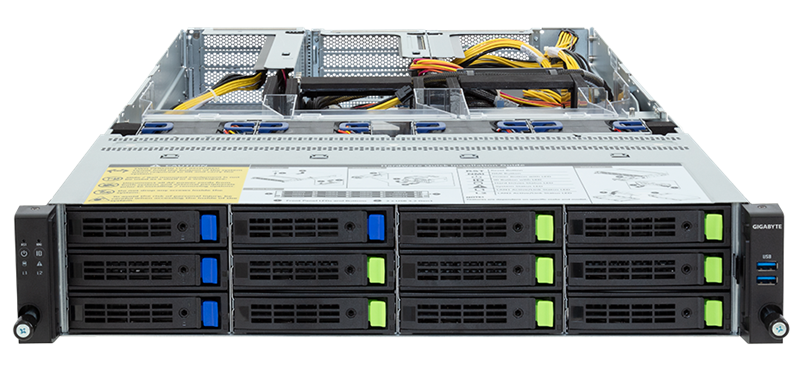 Шасси серверное Gigabyte Server Platform R283-ZF0 Rev. 3x / 2U / 2xAMD (9004/9005) / 2xHS / 24xDIMM / 8xLFF NVMe/SAS/SATA + 4xLFF SAS/SATA / 4xGPUs DS / 1xOCP 3.0 / 1xFHHL / 2x2700W / Rails / 1Y