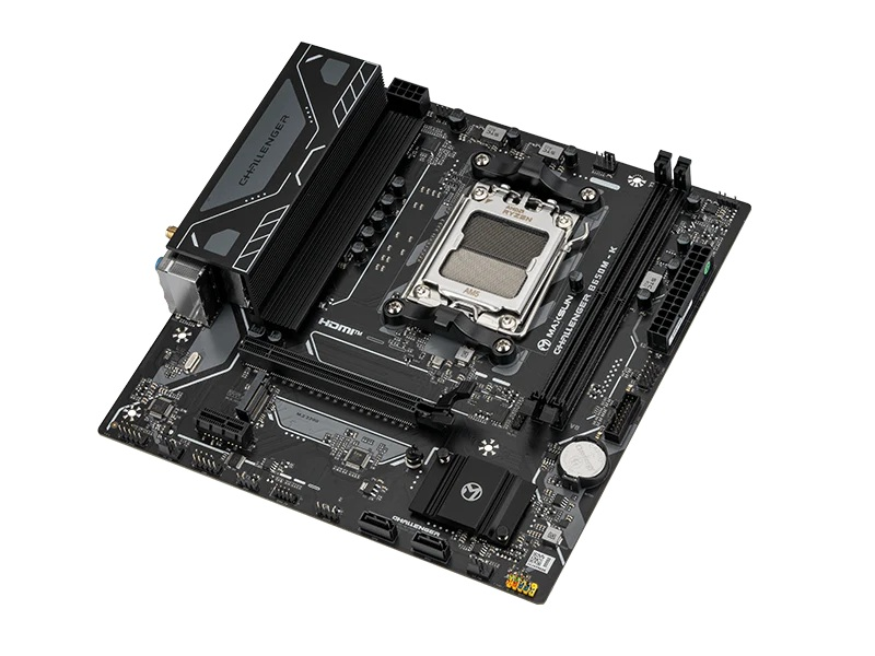 Материнская плата MAXSUN MS-Challenger B650M-K WIFI, AM5, B650, 2*DDR5, 2*SATA3, M.2, USB 3.2, USB 2.0, 2*PCIEx16, HDMI, mATX