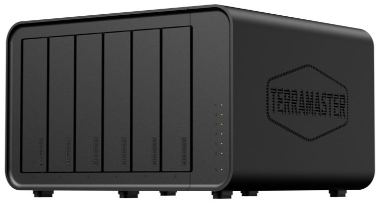 Системы хранения данных TerraMaster F6-424 tower NAS QC 3,4Ghz/8Gb(32)/TRAID,JBOD,RAID0,1,10,5,6/up to 6 HDD SATA(3,5' or 2,5')/2xM.2 2280 NVMe/2xUSB/HDMI/2x2,5GbE RJ-45/iSCSI/1xPS/1YW