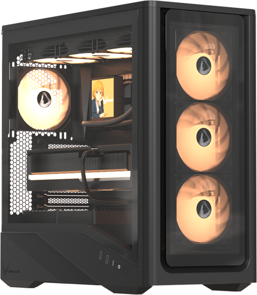 корпус Formula V Line Air Power G9 DUO PA Black, ATX, TYPE-C*1, USB3.0*2, MESH/GLASS FRONT PANEL, FRONT 3x PERFORMANCE ARGB, REAR 1x PERFORMANCE ARGB