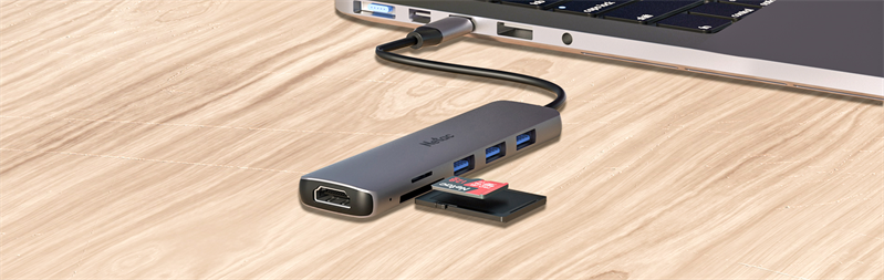 USB-концентратор Netac Hub WF14, Type-C to USB3.0*3+HDMI+mSD/SD 2.0 (repl. NT08WF14-30GR)