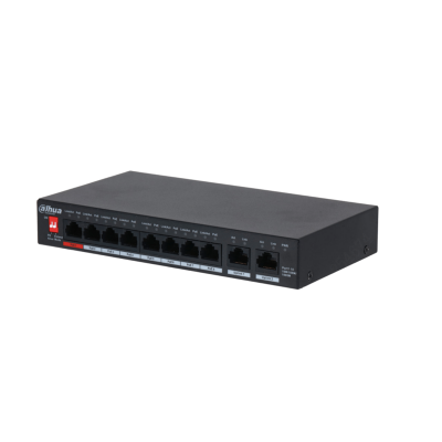 Коммутатор DAHUA 8-портовый неуправляемый коммутатор с РоЕ Порты: 8 RJ45 10/100/1000Мбит/с (PoE/PoE+/Hi-PoE), 2 RJ45 10/100/1000Мбит/с (uplink); мощность PoE: порт 1 до 90Вт, порты 2~8 до 30Вт, суммарно до 96Вт;