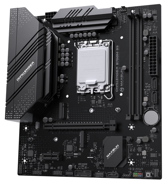 Материнская плата MAXSUN MS-Challenger B760M D5, LGA1700, B760, 2*DDR5, 3*SATA3, 3*M.2, 2*USB 3.2, 6*USB 2.0, 1*PCIEx16, 1*PCIEx1, VGA+HDMI, mATX