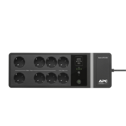 Источник бесперебойного питания APC Back-UPS ES 850VA/520W, 230V, 8 Schuko (2 Surge & 6 batt.), USB, USB charge(type A,C), Data/DSL protect.,(BE700G-RS, BE850G2-RS analogue), 1 year warranty (существенное повреждение коробки)