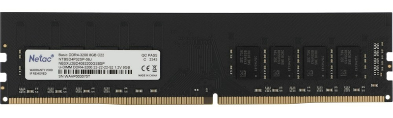 Оперативная память Netac Basic DIMM 8GB DDR4-3200 (PC4-25600) C22 22-22-22-52 1.2V Memory module