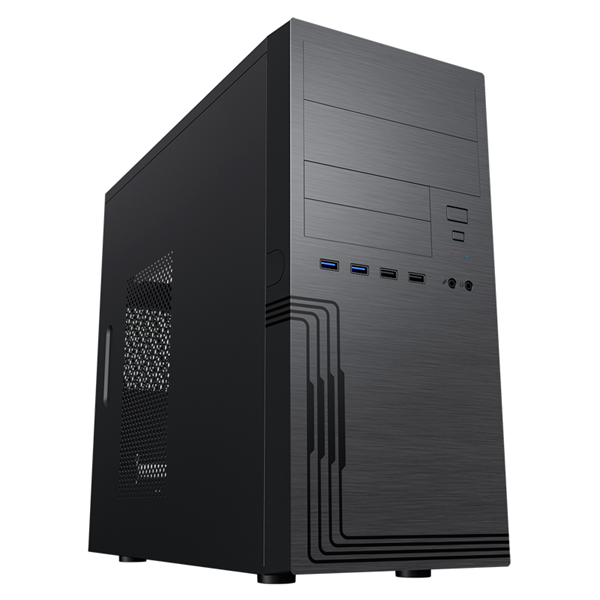корпус MiniTower Powerman ES555 Black PM-450ATX U3*2+TypeC*2+2*combo Audio; intrusion switch; Extra 2xHDD cage; mATX