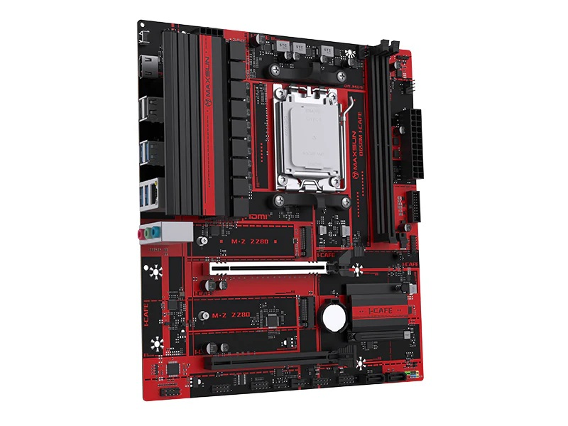 Материнская плата MAXSUN MS-B650M I-CAFE, AM5, B650, 2*DDR5, 2*SATA3, 2*M.2, USB 3.2, USB 2.0, 2*PCIEx16, HDMI, mATX