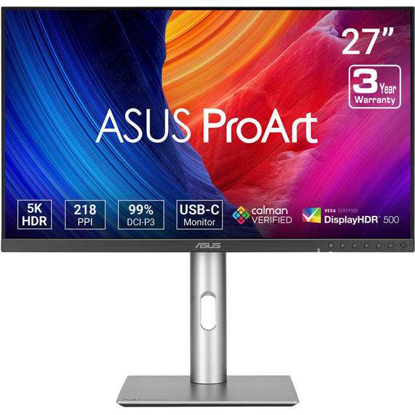 Монитор ASUS 27" ProArt PA27JCV IPS 5120x2880 5ms 350cd HDR10 60Hz HDMI USB-Hub*2 DP MM Swivel Pivot HAS Black-Silver