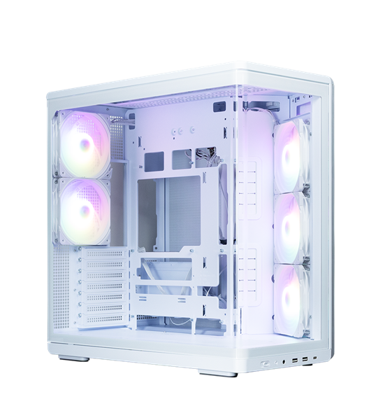 корпус ZALMAN P60, ATX, WHITE, WINDOW, 2x3.5", 3x2.5", 1xUSB TYPE-C, 2xUSB3.0, SIDE 3x120mm ARGB, REAR 2x120mm ARGB