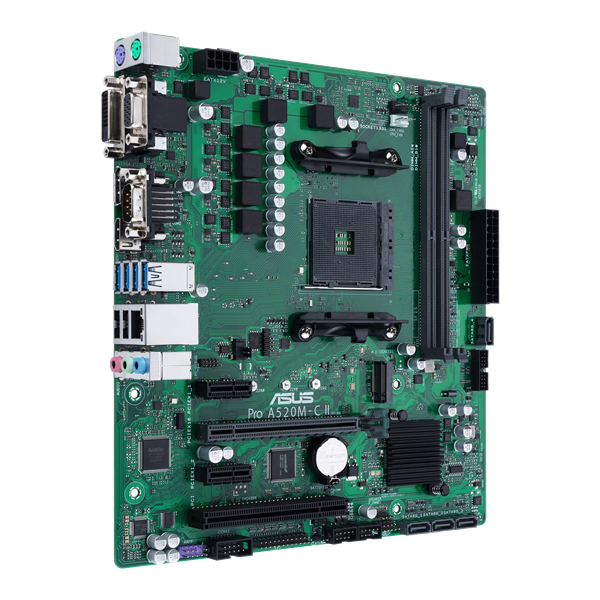 Материнская плата ASUS PRO A520M-C II/CSM, Socket AM5, A520, 2*DDR4, DP+DVI-D+VGA+HDMI, 4xSATA3, Audio, Gb LAN, USB 3.2, USB 2.0, COM port, mATX; 90MB18F0-M0EAYC