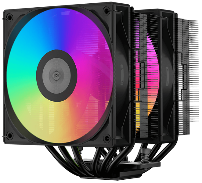 Кулер для процессора PCCooler RT620 ARGB BK, 2x120mm ARGB FAN, 6 HEAT PIPES, 4-PIN PWM, 500-2200 RPM, 34.9 DBA, HYDRO BEARING, LGA 1851/1700/1200/115X, AMD AM5/AM4