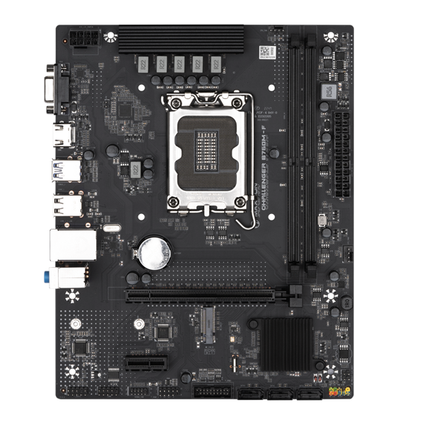 Материнская плата MAXSUN MS-Challenger B760M-F, LGA1700, B760, 2*DDR4, 3*SATA3, M.2, 2*USB 3.2, 4*USB 2.0, 1*PCIEx16, 1*PCIEx1, VGA+HDMI, mATX