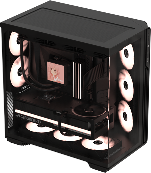 корпус Formula V Line Crystal Z7 PA Black, ATX, TYPE-C*1, USB3.0*1, Front+Side Glass, SIDE 3x PERFORMANCE ARGB, REAR 2x PERFORMANCE ARGB