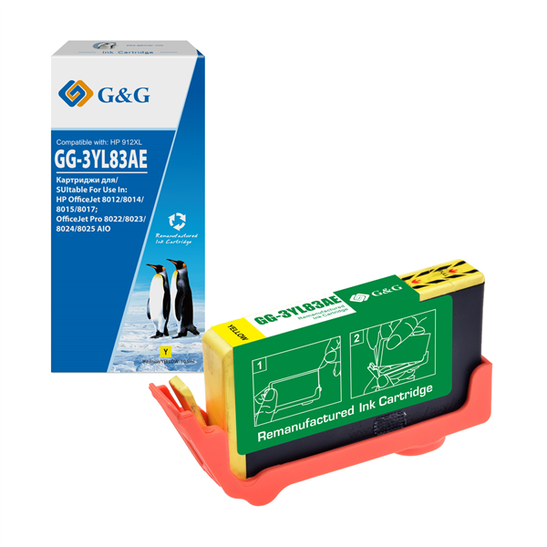 Картридж Cartridge GG 912XL для OfficeJet 8013/8023/8025 желтый 825 стр. аналог 3YL83AE гарантия 36 мес.