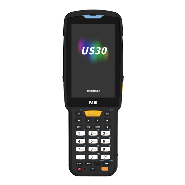 Терминал сбора данных M3 Mobile US30W Android 13.0 GMS, WVGA, Wi-Fi 6, SE4770 2D (SS), 16MP Rear Camera, BT5.3, NFC(HF), 4G/64G, 30K , 6700mAh Battery, Hand Strap, Bullet Proof Film. Req CRD&PWSP
