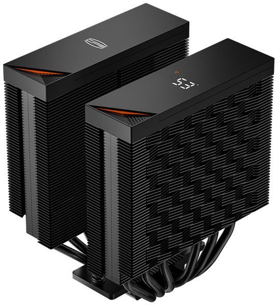 Кулер для процессора PCCooler RT620 Digital BK, 2x120mm FAN, 6 HEAT PIPES, 4-PIN PWM, 500-2200 RPM, 34.9 DBA, HYDRO BEARING, LED temp., LGA 1851/1700/1200/115X, AMD AM5/AM4