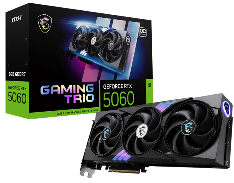 Видеокарта MSI RTX 5060 8G GAMING TRIO OC//RTX 5060, HDMI, DP*3, 8G, D7