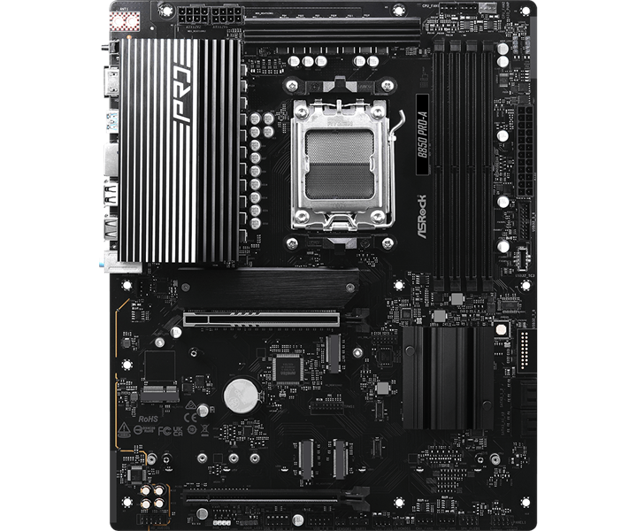 Материнская плата ASROCK B850 PRO-A, AM5, B850, 4*DDR5, 4*SATA, 4*M.2, 6*USB 2.0, 4*USB 3.2, 2*Type-C, 2*PCIx16, 1*M.2 (Key E), HDMI, ATX