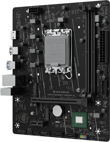 Материнская плата MAXSUN MS-Challenger H610M-H V1, LGA1700, H610, 2*DDR4, 3*SATA3, M.2, 2*USB 3.2, 4*USB 2.0, 1*PCIEx16, 1*PCIEx1, HDMI, mATX