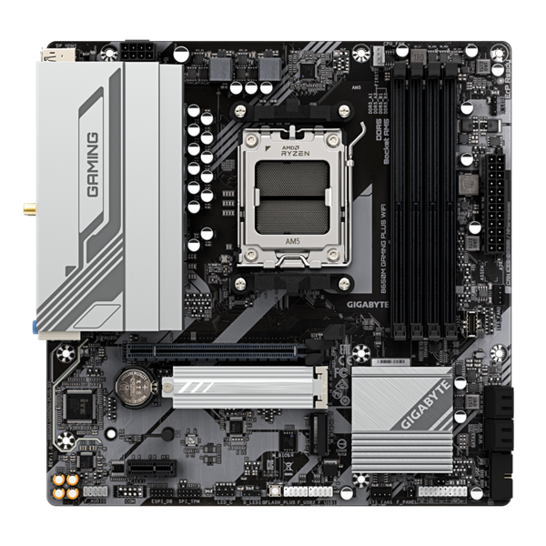 Материнская плата GIGABYTE B650M GAMING PLUS WIFI, AM5, B650, 4*DDR5, 4*SATA, 2*M.2, 3*USB 3.2, 2*USB 2.0, Type-C, 2*PCIx16, 2*DP+HDMI, mATX