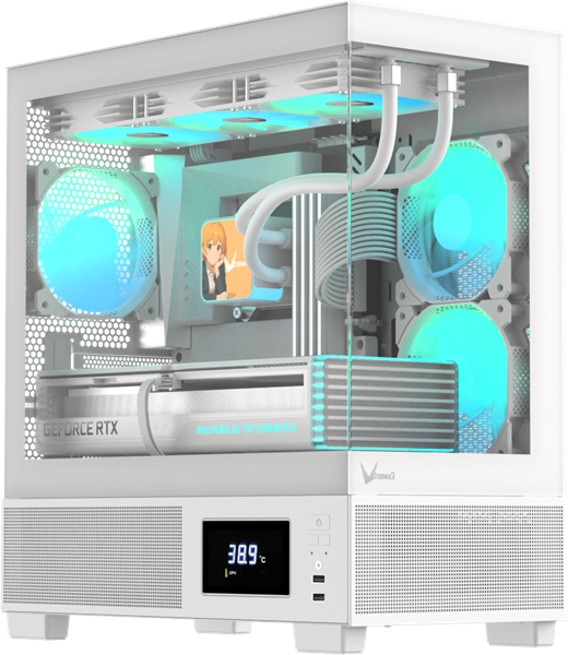 Корпус Formula V Line Crystal E1M White, MATX, USB3.0*2, Switch Display Panel