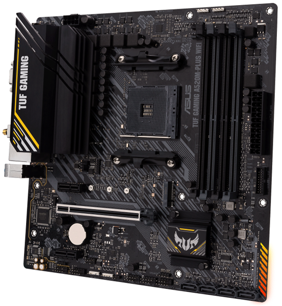 Материнская плата ASUS TUF GAMING A520M-PLUS WIFI, Socket AM4, A520, 4*DDR4, D-Sub+DVI+HDMI, SATA3 + RAID, Audio, Gb LAN, USB 3.2*7, USB 2.0*5, COM*1 header (w/o cable), mATX ;90MB17F0-M0EAY0